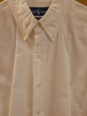 Ralph Lauren Men's Button-Down Dress Shirt in Off-White/Cream